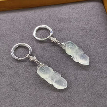 18K白金(750)鑲鑽石天然翡翠耳環之雙魚摘星