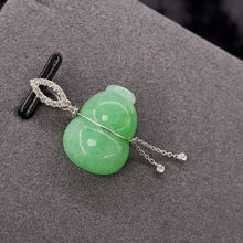 18K白金(750)鑲鑽石翡翠葫蘆吊墜