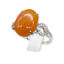 18K白金(750)鑲鑽石旦形紅翡翠戒指(13號)