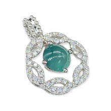 18K白金(750)鑲鑽石圓形冰種藍底翡翠吊墜