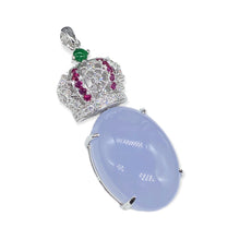 18K(750)白金鑲鑽石皇冠翡翠吊墜