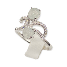 18K白金(750)鑲鑽石白冰翡翠戒指(13號)