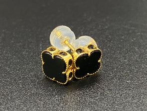 18K(750)黃金鑲墨翠耳釘