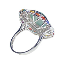 18K(750)白金鑲彩寶翡翠戒指(13.5號)