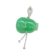 18K白金(750)鑲鑽石翡翠葫蘆吊墜