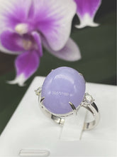 18K(750)白金紫羅蘭翡翠鑽石戒指(13號圈)