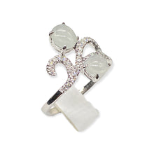 18K白金(750)鑲鑽石白冰翡翠戒指(13號)