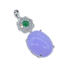 18K (750) 白金鑲鑽石紫羅蘭翡翠吊墜